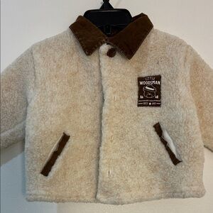 Little Woodsman Cream and Brown Kids Puffer Jacket